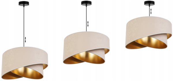 HÆNGELAMPE LOFTSKRONE GYLDEN LAMPESKÆRM FLØJL ELEGANT GLAMOUR