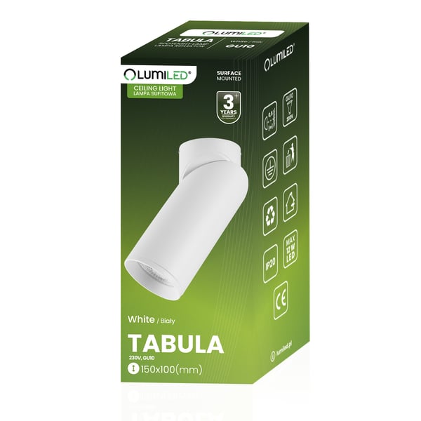 Taklampa SPOT TUBA reflektor armattur halogen 1x GU10 TABULA LUMILED