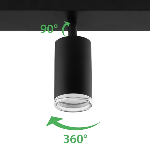 Taklampa reflektorspot LED 4x GU10 IP44 ADERO svart Lumiled