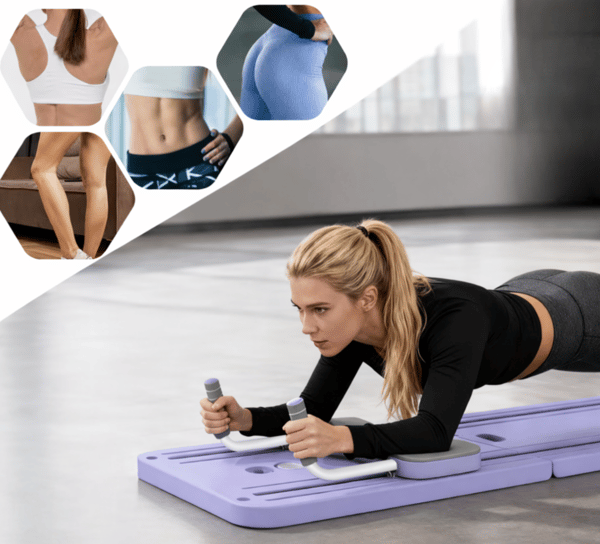 Pilatesbräda reformer träning med motståndband och timer
