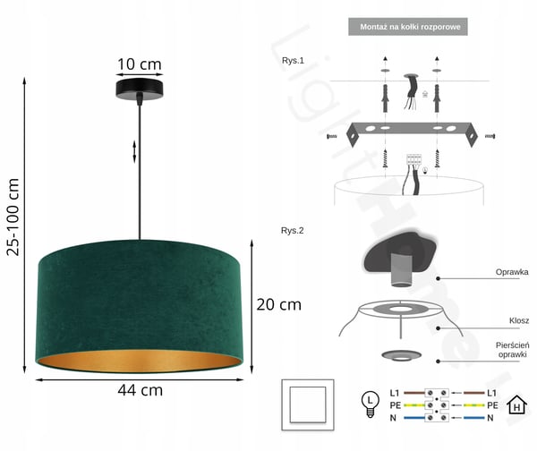 HÆNGENDE LAMPE LOFTSKRONE GYLDEN FLØJLSSKÆRM