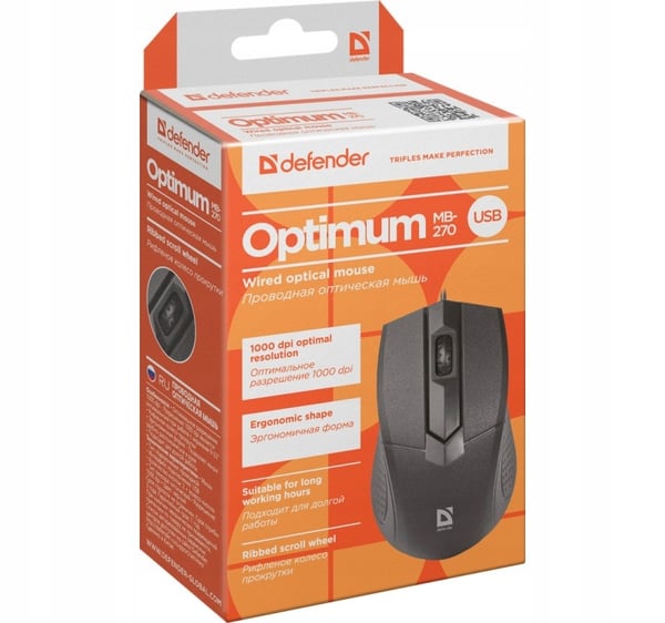 Defender optimum MB-270 optinen 1000dpi 3P langallinen hiiri, musta