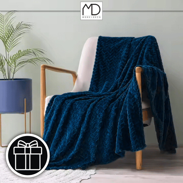 Marineblåt præget polyestertæppe 200x220 cm - Moderne stil til soveværelset
