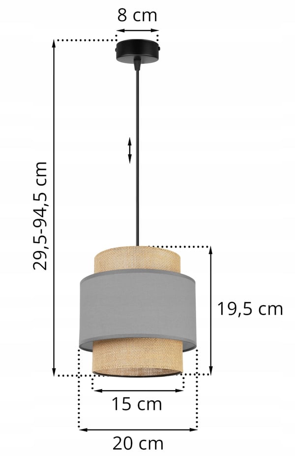 Hængende lampe, loftslysekrone, lampeskærm, boho juta