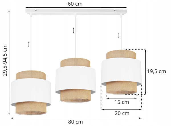 Hængende lampe, loftslysekrone, lampeskærm, boho juta