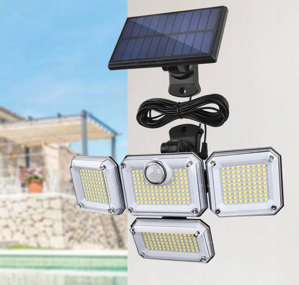 4-i-1 LED-solcellampa utomhus gatusensor med rörelsesensor i skymning och fjärrkonroll