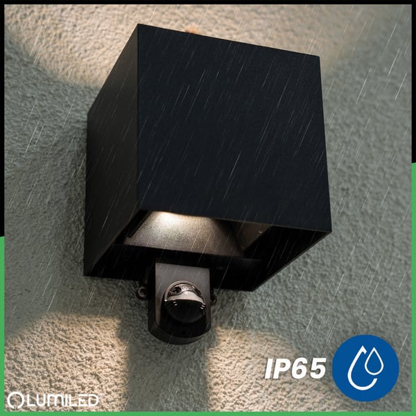Havevæglampe G9 LED facade justerbar op/ned PIR sensor sort PYXIS LUMILED