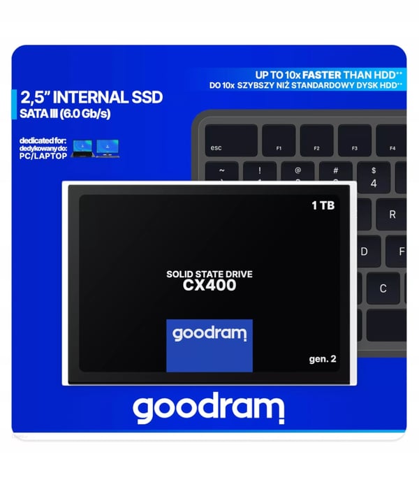 Goodram CX400 GEN.2 SSD-drev 1 TB SATA III 2,5" (550/500 MB/s) 7 mm
