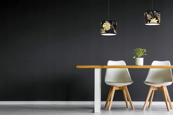 Lofthængende lampe, lampeskærm, gyldne blomster, LED