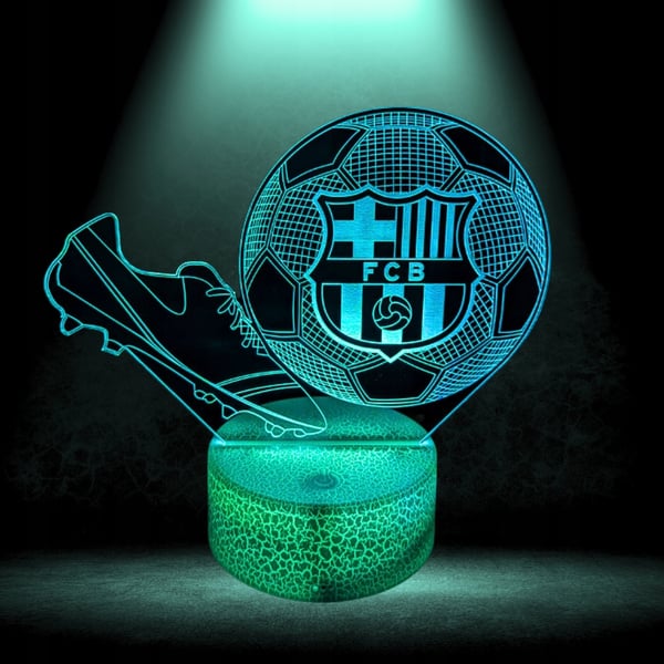 Nattbordslampa för barn FC Barcelona Fotboll 16 LED 3D + Fjärrkontroll