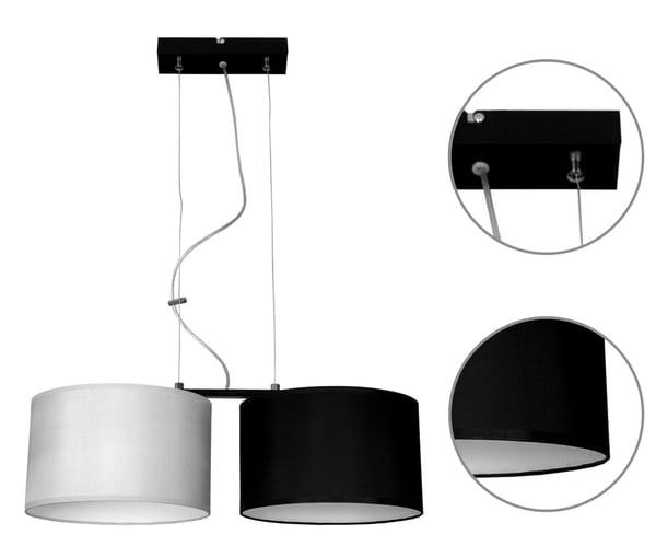 Moderne hængelampe, stofskærm, 2x60W LED