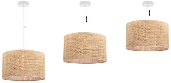 HVID RATTAN HÆNGELAMPE 1 FLAD RATTAN LAMPESKÆRM 35CM