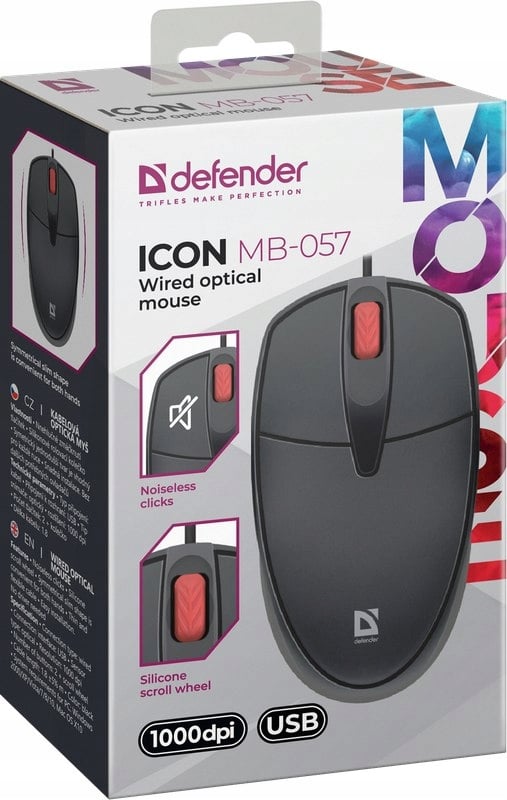 Defender icon MB-057 1000 dpi:n äänetön langallinen hiiri, jossa ei napsautusta