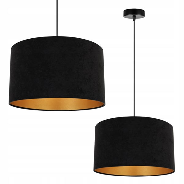 HÆNGENDE LAMPE LOFTSKRONE GYLDEN FLØJLSSKÆRM