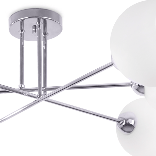 ASTURIA LOFTLAMPE KROM 6 PLADER HVID LAMPESKÆRM E27