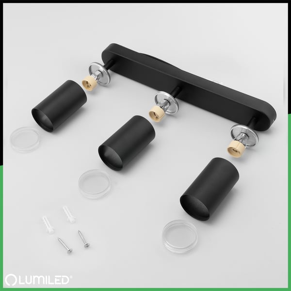 Taklampa reflektor LED-spotlights 3x GU10 IP44 ADERO svart Lumiled