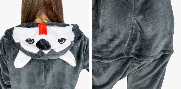 Varm herrepyjamas kigurumi husky onesie jumpsuit voksenkostume m Husky Onesie-kostume - M