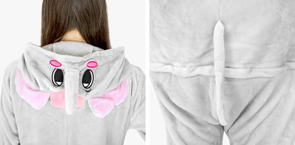 Herre elefantpyjamas sjov voksen kigurumi onesie varm XL Onesie kostume grå elefant - M
