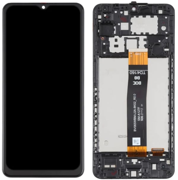 Original LCD-display Samsung Galaxy A12 Nacho SM-A127 svart ram