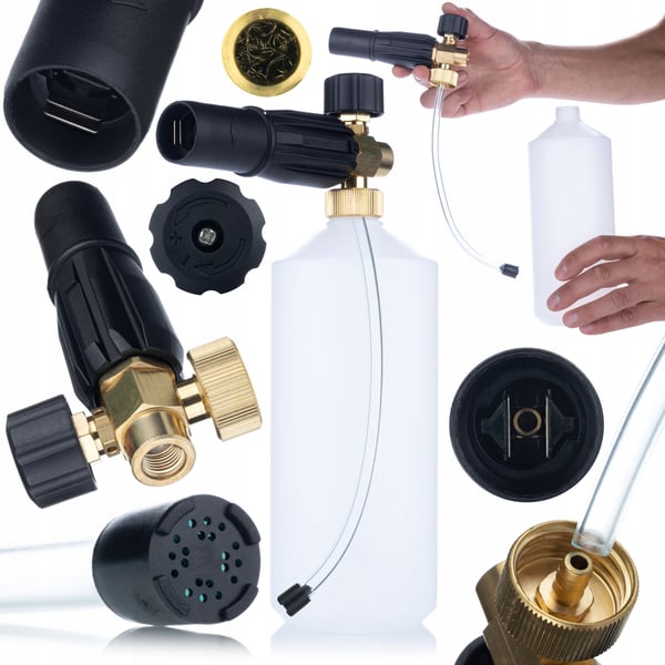Rosfix-vaahtosumutin S0401 1000ml painepesurille G1/4F, suutin 1,23mm + Adapteri / adapteri Bosch-painepesurille - vanha malli - G1/4"M (muovi)