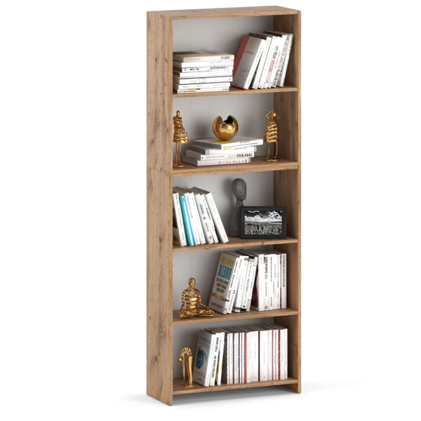Wotan Oak Kirjahylly 70 CM 5 Hyllyt Kannet Lelut Loft Puinen