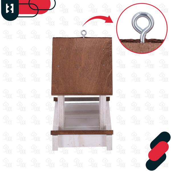 Kotarbau® Riippuva lintujen ruokintalaite parvekkeelle ja puutarhaan, puu, valkoinen, 190 x 130 x 135 mm + ruokinta-aine 0,5 kg