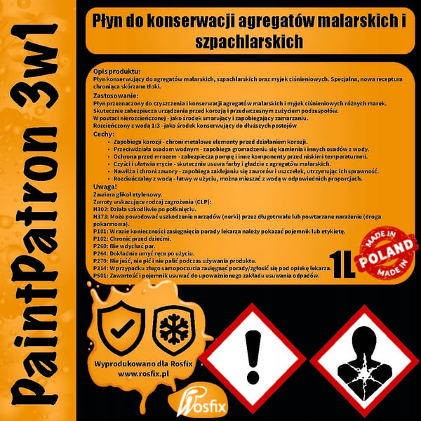 Rosfix PaintPatron 3in1 konserverings- och rengöringsvätska 1L