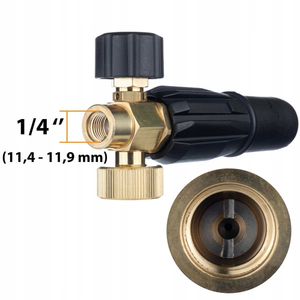 Rosfix-vaahtosumutin S0401 1000ml painepesurille G1/4F, suutin 1,23mm + Adapteri / adapteri Bosch-painepesurille - vanha malli - G1/4"M (muovi)