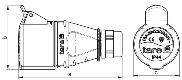 KANNETTAVA ERISTETTY PISTORASIA 32A 400V PUNAINEN 3P+Z IP44 - EX-TGN-136
