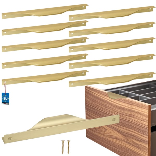 KOTARBAU® Modern Edge møbelgreb aluminium mat guld 192/212 mm sæt à 10