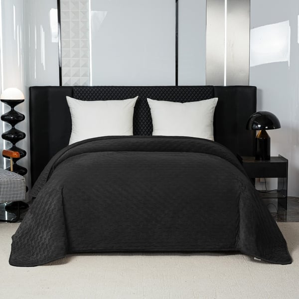 Elegant sengetæppe 170x210 cm med sort kant