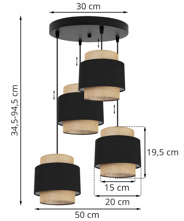 Hængende lampe, loftslysekrone, lampeskærm, boho juta