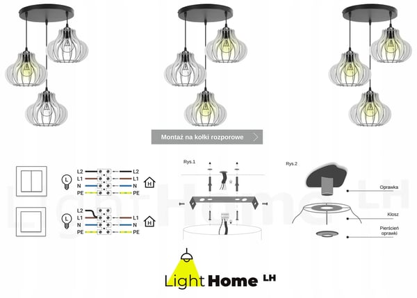 Hængende lampe, loftslysekrone, træ, LED lampeskærm