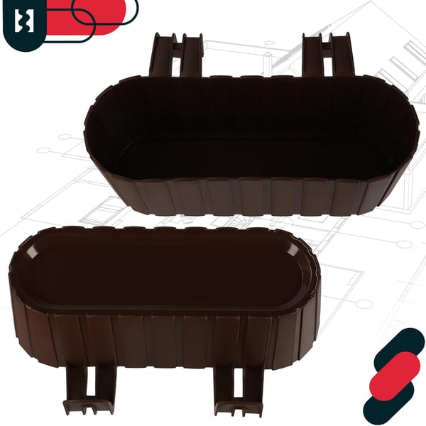 Kotarbau balkonglåda blomkruka för räcke oval rustik brun 400 mm 2-pack