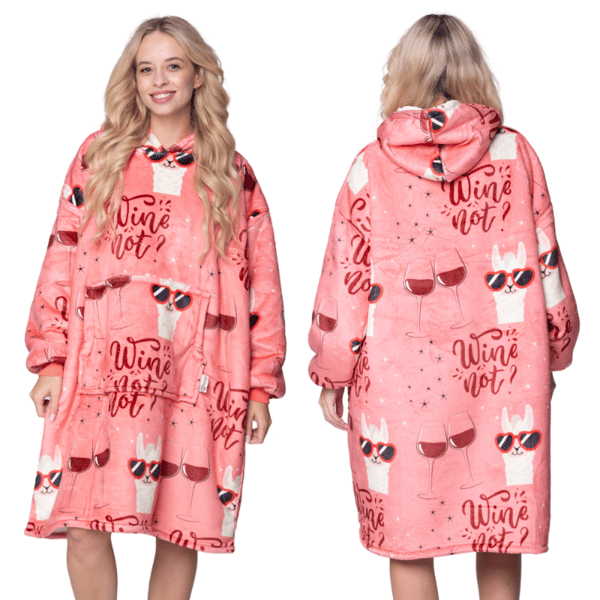 BLANKET collegepaita Ylisuuri lämmin Paksu peitto collegepaita 2in1 XXL viininpunainen pörröinen [KB-W25]