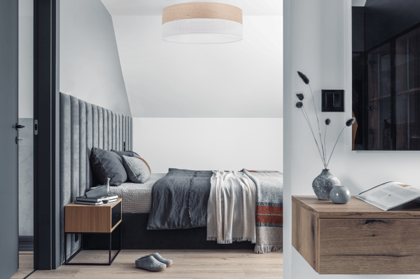Loftlampe i træplexi, hvid, 50 cm, klassisk eg