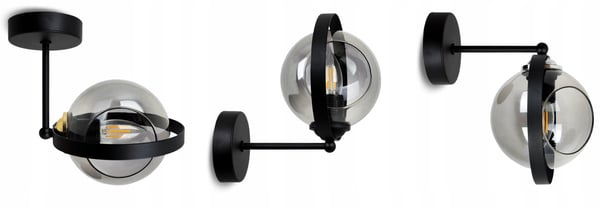 MODERNE GLAS VÆGLAMPE MED GRAFITRING