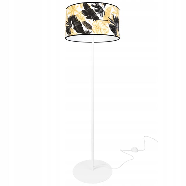 ELEGANT GULVLAMPE, GYLDEN BLOMSTER LAMPESKÆRM, LED