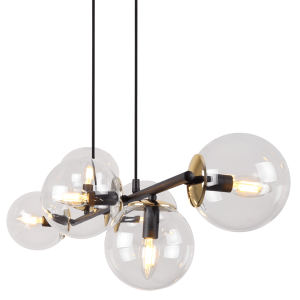 SIENA HÆNGELAMPE SORT OG GULD 6 FLAD KLAR LAMPE E14