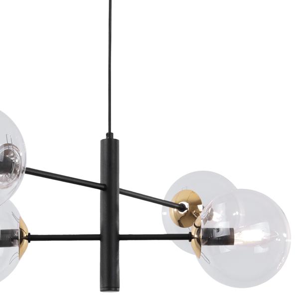 VICENZA SORT OG GULD HÆNGELAMPE 4 FLAD KLAR LAMPE E14