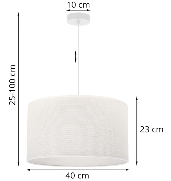 HVID JUTE HÆNGELAMPE 1 FLAD HVID LAMPESKÆRM 40CM E27