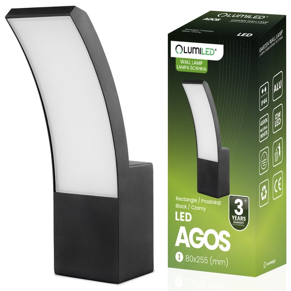 Utomhuslampa väggarmatur LED 12W 4000K AGOS LUMILED Utomhuslampa väggarmatur LED 12W 4000K AGOS LUMILED