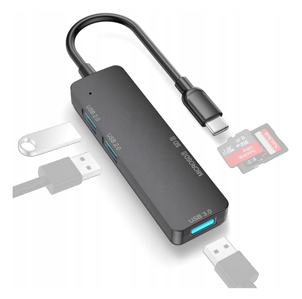 HUB USB-C 5-i-1-adapter USB 3.1 SD/TF-adapter för Windows/Mac/Steam