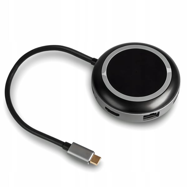 HUB USB-C - HDMI 2xUSB 3.0 PD LAN RJ45 + TRÅDLØS INDUKTIV OPLADDER