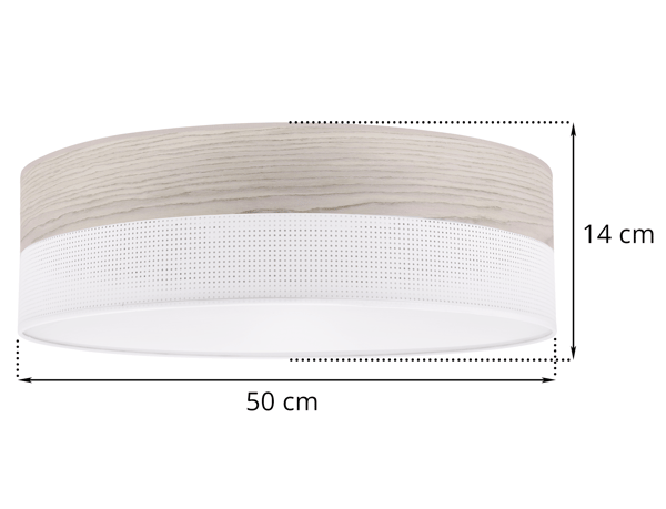 Loftlampe i træplexi, hvid, 50 cm, bleget eg