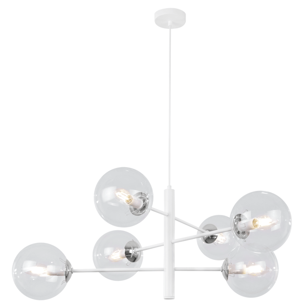 VICENZA HÆNGELAMPE HVID KROM 6 STK. FLAD KLAR LAMPE E14