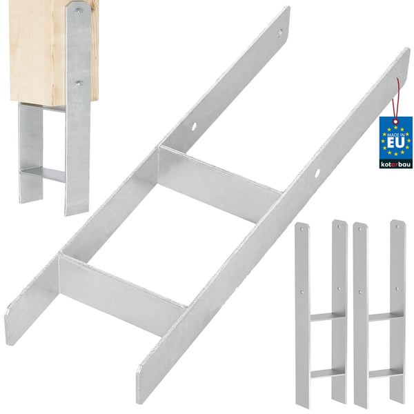 KOTARBAU® H-stolpebas til indstøbning, konsol, galvaniseret stålankra, 160 mm, 2-pak
