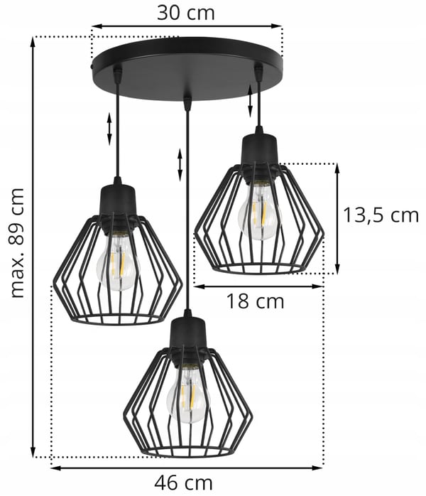 Hængelampe, loftslysekrone, trådskærm, LED