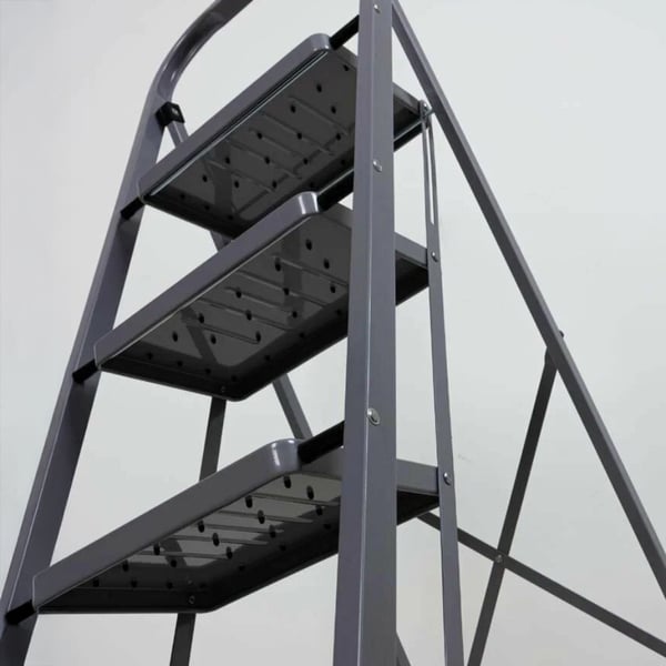 Sammenklappelig metalstige til hjemmebrug, 4 trin, platform, grå, 150 kg