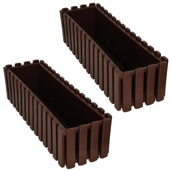 Blomkruka för balkongräcke rustik brun 60 cm 2 st